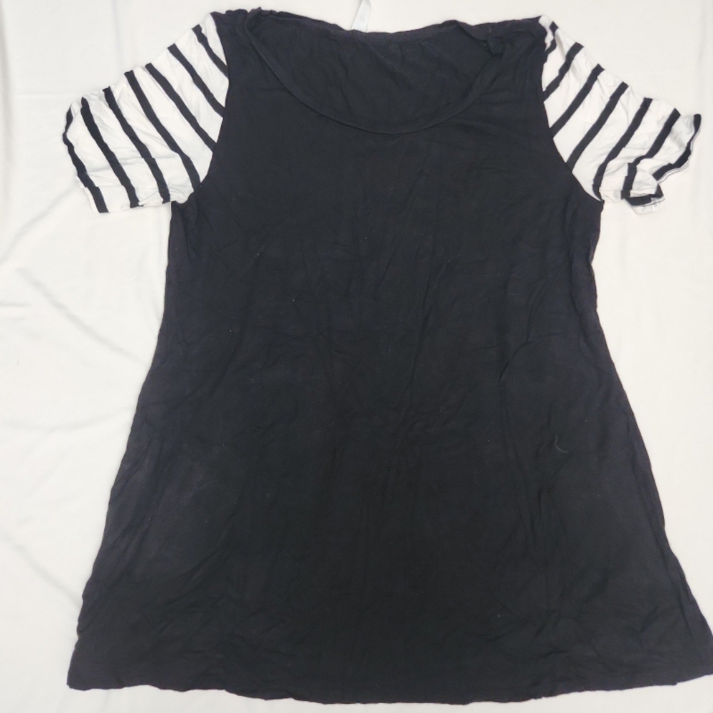 Boho blu Women's Size small black striped Blouse #LP1